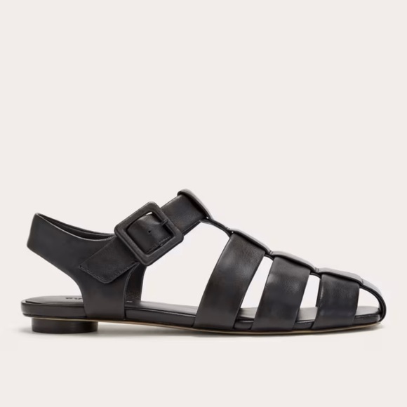 NEW Everlane Black Leather Fisherman Day Sandal in Size 9 - Picture 2 of 14
